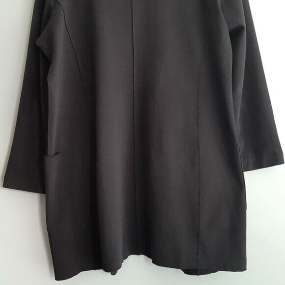 OLSEN / Europe Unstructured Comfy Stretch Long Blazer Cadigan Jacket Black Sz M - Picture 7 of 8